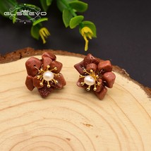 Glseevo Pure Natural Golden Sandstone  Earrings Woman Lover Gift S925 Silver Han - £18.36 GBP