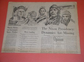 Richard Nixon Newspaper Vintage 1969 L.A. Times Moon Landing Neil Armstrong - £39.81 GBP