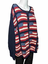 Vintage Sweater Red American Flag Patriotic Marisa Christina Size 2X Large - £21.84 GBP