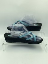 Teva Women’s Mush Mandalyn Ola 2 Blue White Strappy Wedge Sandals US Siz... - £14.70 GBP