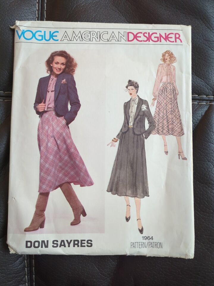 VOGUE AMERICAN DESIGNER Don Sayres 1964 Jacket Blouse & Skirt PATTERN Size 12 - $23.74