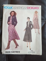 VOGUE AMERICAN DESIGNER Don Sayres 1964 Jacket Blouse &amp; Skirt PATTERN Si... - £18.69 GBP