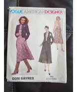 VOGUE AMERICAN DESIGNER Don Sayres 1964 Jacket Blouse &amp; Skirt PATTERN Si... - £18.68 GBP