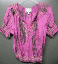  Chelsea and Violet Pink Short Sleeve Tye Dye Peasant Top Size M - £15.01 GBP