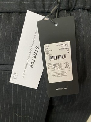 NWT Men's Matinique MAlancet Cargo Black Pinstriped Pants 36"x32" Item image 4