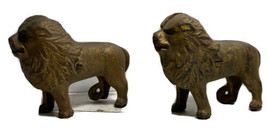 2-Lion Still Penny-Coin Banks Cast Iron 4x4 Banks Vintage - $59.39