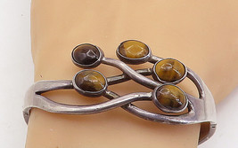 MEXICO 925 Sterling Silver - Vintage Tiger&#39;s Eye Bypass Bangle Bracelet - BT2980 - $150.91