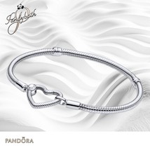 PANDORA Sterling Silver Studded Chain Charm Bracelet Size 19 2453C00 US ... - $65.34
