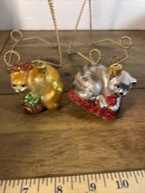 Cat  ornaments from poland with box Blown Glass Hand Painted - £16.83 GBP