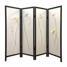 63" Black and White Fabric Folding Four Panel Screen Room Divider - $974.18 CAD