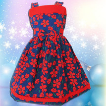 Nwt Girls Kids Fashion Cute Flowers Princess Red Floral Children Dress Size 4 - £12.29 GBP