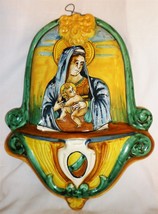 Vintage Fravioli Oggetti D&#39;arte Orvieto Italy Hand Painted Holy Water Fountain - £70.40 GBP