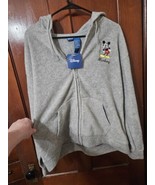 Disney Women’s L  Pullover Hoodie Grey Half Zip Mickey Mouse Long Sleeve... - £23.89 GBP