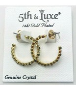 5th &amp; Luxe 14kt Gold Plated Crystal Rhinestone Hoop Earrings NEW - £18.96 GBP