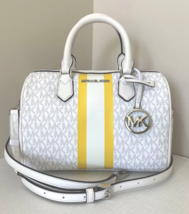 New Michael Kors Bedford Small Duffle Satchel Bright White / Stripe Dust Bag - £99.12 GBP