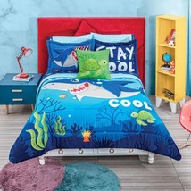 Shark Teens Kids Boys Reversible Comforter Set 3PCS Twin Size - £94.96 GBP