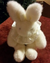 038 Cute Vintage 1991 Smile Stuffed White Bunny Rabbit 12&quot; Tall - £7.96 GBP