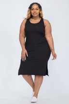 Women&#39;s Plus Size Ribbed Side Slit Tank Midi Dress - £21.93 GBP