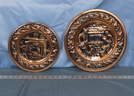 Vintage England Brass Wall Plaque Lot Hanging Embossed Relief Well Hearth dq - £131.06 GBP