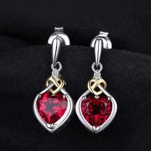 2.75Ct Heart Cut Red Ruby &amp; Diamond Solid Earrings 14k Yellow Gold Finish - £59.14 GBP