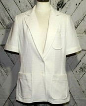 Vintage Alex Garay Trevira Cream Colored 2 Button Short Sleeve Jacket Sz... - £21.90 GBP
