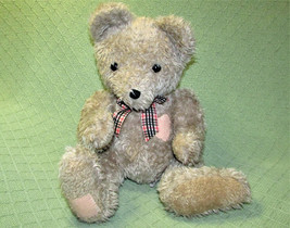 12&quot; Russplus Patchwork Teddy Bear Stuffed Animal Shaggy Tan Pink Heart Plush Toy - £12.48 GBP