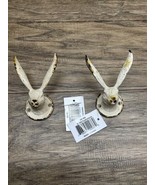 Pair Cast Iron Bunny Rabbit Ears Wall Decor Hook Coat Towel Hanger Rusti... - $460.77 MXN