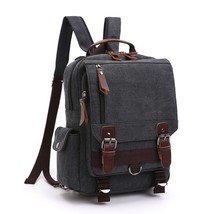 Scione Small Canvas Backpack Men Travel Back Pack Multifunctional Shoulder Bag W - £56.57 GBP