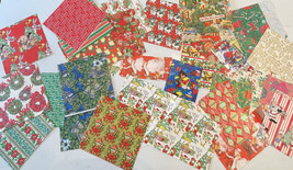 Flat Christmas Wrapping Paper Sheets  And Some Remnants Vintage - £25.82 GBP