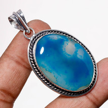 Blue Geode Agate Gemstone Christmas Gift Pendant Jewelry 2.20&quot; SA 9634 - £5.11 GBP