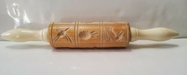 Vintage Springerle Carved Shortbread Rolling Pin Carved Animals Flower M... - £22.23 GBP