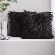 Phantoscope Pack of 2 Faux Fur Solid Throw Decorative Pillow Cover Cushion Cover - £22.26 GBP