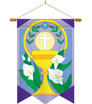 Easter Cup and Cross - Applique Decorative Wood Dowel with String House Flag Set - £37.54 GBP