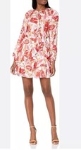 Parker Sz.XS Silk “Bertie” Pink w/ Red Florals Long Sleeve Flounce Ruffles Dress - £78.97 GBP