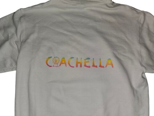 Coachella pullover White hoodie Core Fleece Unisex Adult Size Medium  - £33.87 GBP