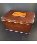 19th Century Antique British Wooden Inlaid Tea Box with Original Tin Lining - $205.00