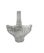 Vintage Pressed Clear Glass Bride Basket Embossed Flowers 7&quot; Tall Weddin... - $21.78