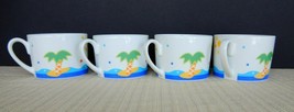 Lovely set of 4 Studio Nova &quot;Soft Seas&quot; demi tasse cups palm trees &amp; sai... - £19.61 GBP