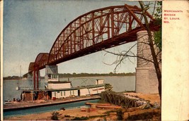 Postcard St Louis MO - Merchants Bridge - Thomas Parker Steamboat BK42 - £2.32 GBP