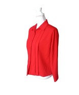 80s Vintage Leslie Fay Petite Red Top Blouse Jacket Like Size 10 Pleated... - $46.43 CAD