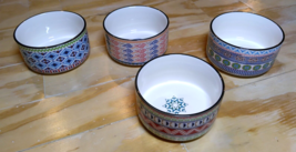 Set Of 4 Signature Housewares Aztec Bowls Geometric Ceramic Stonewares - £22.02 GBP