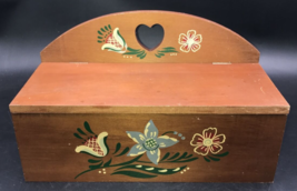 VTG 1970s Hand Painted Floral Wooden Recipe Box Farmhouse by AA Importing - $23.36