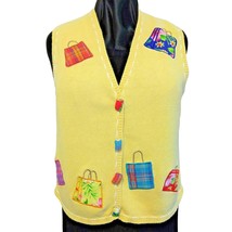 Vintage Shop Till You Drop Yellow Sweater Vest Size XL - $34.65