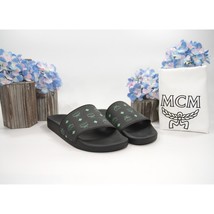 MCM Black Summer Green Rubber Pool Slides Shoes Mens 42 9 NIB - £110.64 GBP