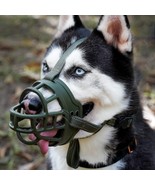BARKLESS Dog Muzzle,Soft Basket Silicone Muzzles for use w/ collar Green... - $11.40