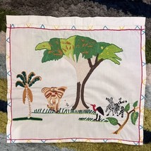 Vintage Embroidery African Scene Baobab Tree Safari Nursery Wall Art Tap... - $15.00