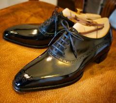 Elegant Black Brogue Oxfords Lace Up Office Leather Shoes - £113.66 GBP