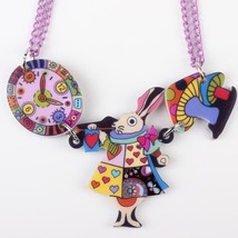 Bonsny King Rabbit Clock Necklace Acrylic Pendant  2016 News Accessories... - £13.09 GBP