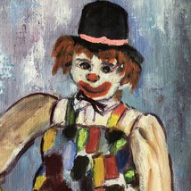 Vintage Patches The Clown with Train Painting Shirley Horvath Artist Signed - £48.69 GBP