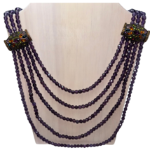 Heidi Daus Multi-Stone Purple Faceted Bead 5 Strand Necklace - £160.74 GBP